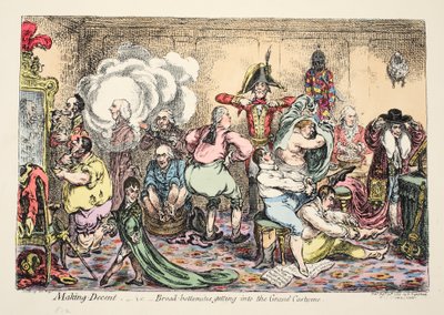 Making Decent, i.e. Broad Bottomites getting into the Grand Costume by James Gillray